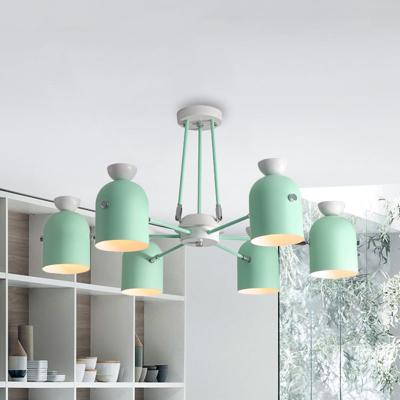 Rotatable Metal Cup Chandelier 6 Lights Macaron Style Hanging Light for Child Bedroom Clearhalo 'Ceiling Lights' 'Chandeliers' Lighting' options 236850