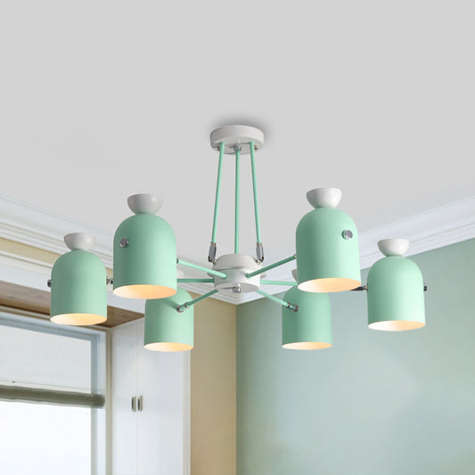 Rotatable Metal Cup Chandelier 6 Lights Macaron Style Hanging Light for Child Bedroom Clearhalo 'Ceiling Lights' 'Chandeliers' Lighting' options 236851