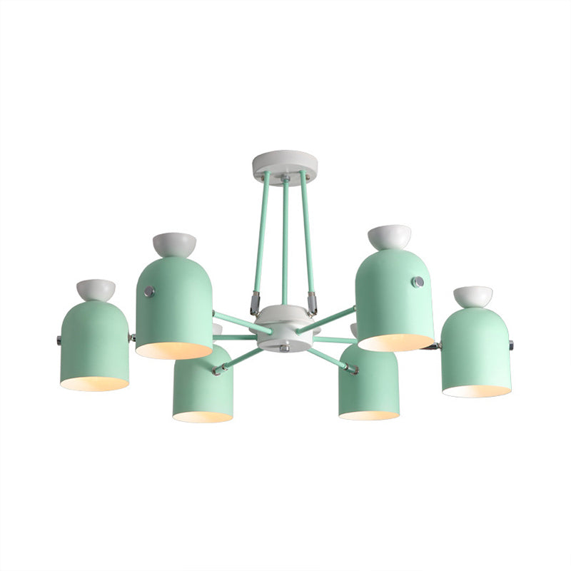 Rotatable Metal Cup Chandelier 6 Lights Macaron Style Hanging Light for Child Bedroom Clearhalo 'Ceiling Lights' 'Chandeliers' Lighting' options 236852