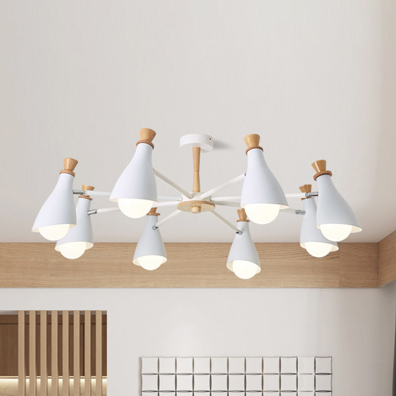 Metal Bottle Shade Chandelier Living Room Nursing Room Macaron Style Hanging Light 8 White Clearhalo 'Ceiling Lights' 'Chandeliers' Lighting' options 236865_d60cf5dd-a0e6-4ef7-962f-d3a685c4b23a
