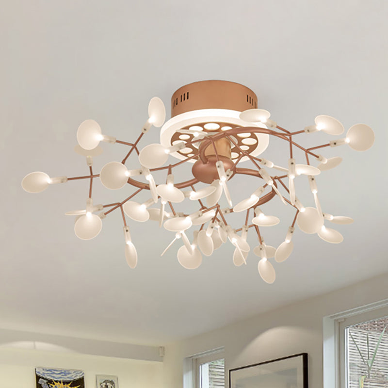 Metallic Branch Ceiling Lamp Dining Room Multi-Head Stunning Semi Flush Ceiling Light in Rose Gold 48 Rose Gold Clearhalo 'Ceiling Lights' 'Close To Ceiling Lights' 'Close to ceiling' 'Semi-flushmount' Lighting' 236901