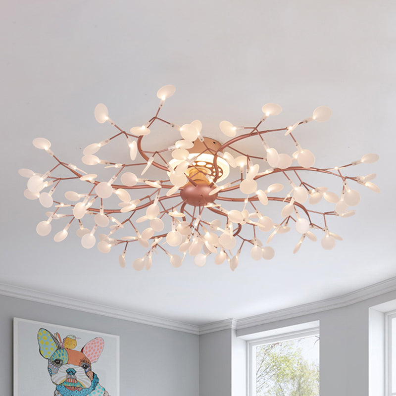 Metallic Branch Ceiling Lamp Dining Room Multi-Head Stunning Semi Flush Ceiling Light in Rose Gold 135 Rose Gold Clearhalo 'Ceiling Lights' 'Close To Ceiling Lights' 'Close to ceiling' 'Semi-flushmount' Lighting' 236904