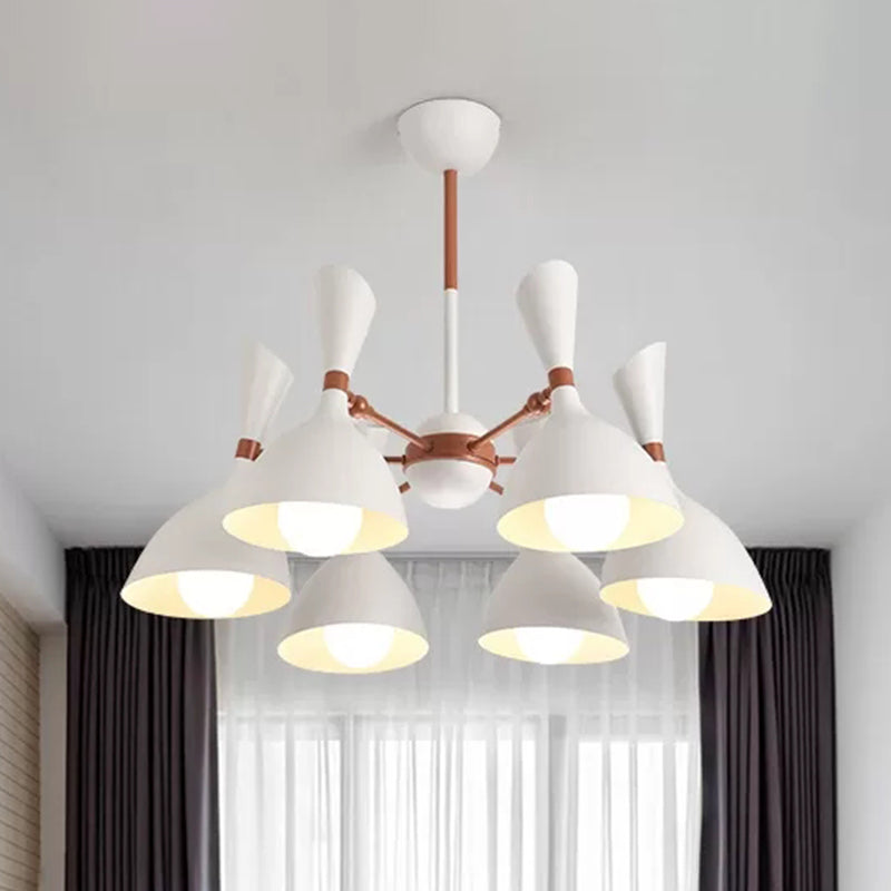 Living Room Kindergarten Pendant Light Metal Contemporary Monochrome Chandelier 6 White Clearhalo 'Ceiling Lights' 'Chandeliers' Lighting' options 236908_6f2d5cc9-7b84-41b7-ae01-246baffe8aba