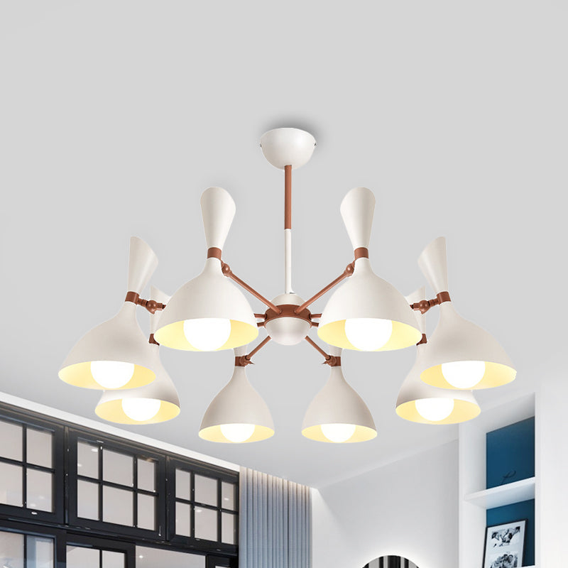 Living Room Kindergarten Pendant Light Metal Contemporary Monochrome Chandelier 8 White Clearhalo 'Ceiling Lights' 'Chandeliers' Lighting' options 236912_d5a49789-a7a7-4c19-b615-16ca02e58a32