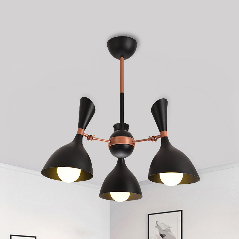 Living Room Kindergarten Pendant Light Metal Contemporary Monochrome Chandelier 3 Black Clearhalo 'Ceiling Lights' 'Chandeliers' Lighting' options 236918_defbac56-3048-4837-bfd7-3280880a36d0