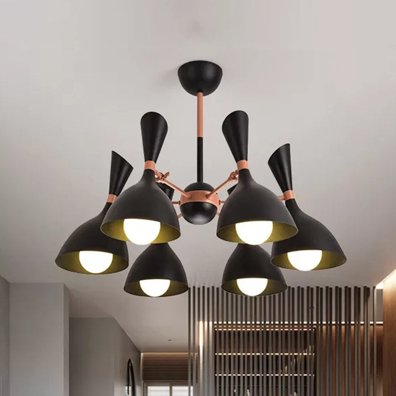 Living Room Kindergarten Pendant Light Metal Contemporary Monochrome Chandelier 6 Black Clearhalo 'Ceiling Lights' 'Chandeliers' Lighting' options 236922_9fa18bf2-76d2-4196-8372-316140554a04