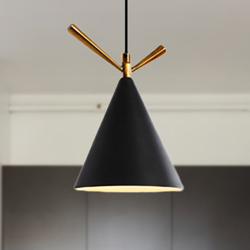 Nordic Style Cone Pendant Lighting 1 Light Metal Hanging Lamp for Restaurant Coffee Shop Black Clearhalo 'Ceiling Lights' 'Modern Pendants' 'Modern' 'Pendant Lights' 'Pendants' Lighting' 236950