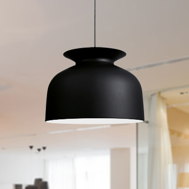 Hotel Restaurant Bowl Pendant Lamp Metal One Light Modern Monochrome Suspension Light Black 12" Clearhalo 'Ceiling Lights' 'Modern Pendants' 'Modern' 'Pendant Lights' 'Pendants' Lighting' 236959