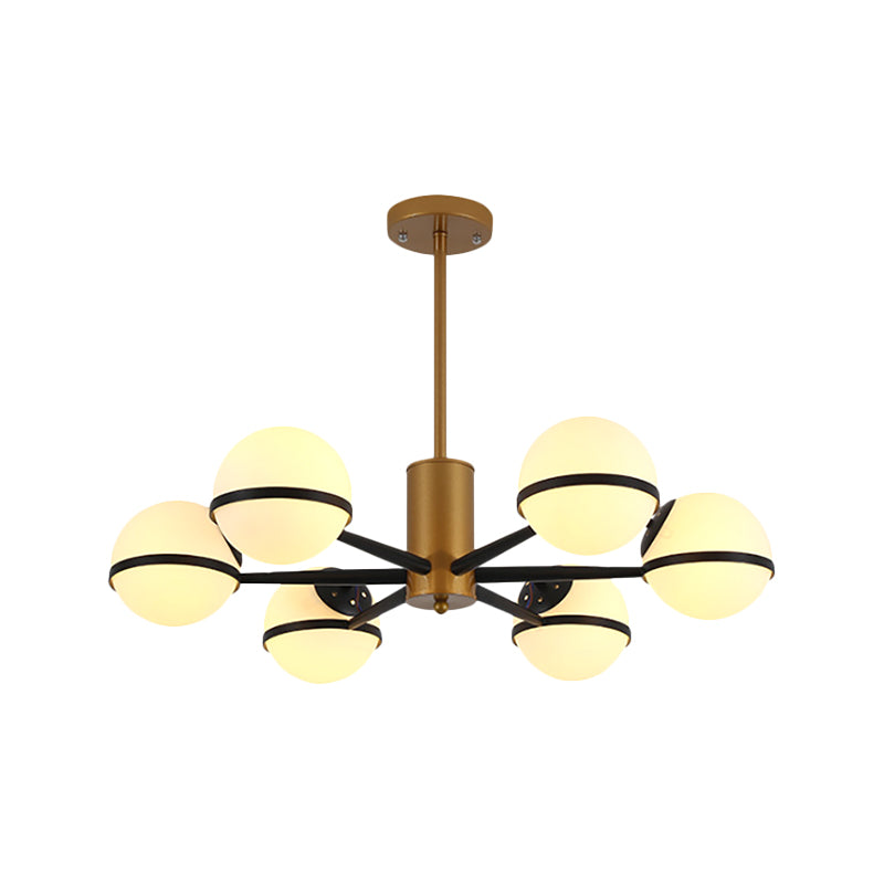 3/6 Light Orb Shade Chandelier Lighting Post Modern White Glass Ceiling Pendant Light in Gold Clearhalo 'Ceiling Lights' 'Chandeliers' 'Glass shade' 'Glass' 'Modern Chandeliers' 'Modern' Lighting' 236983