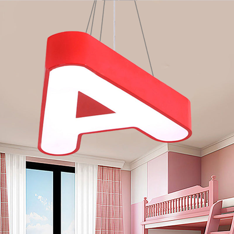 Lovely Letter Pendant Light Acrylic LED Suspension Light for Baby Child Bedroom Red Clearhalo 'Ceiling Lights' 'Pendant Lights' 'Pendants' Lighting' 237033_c1fa05e4-d9d5-47db-8ad8-bc902a333f6f