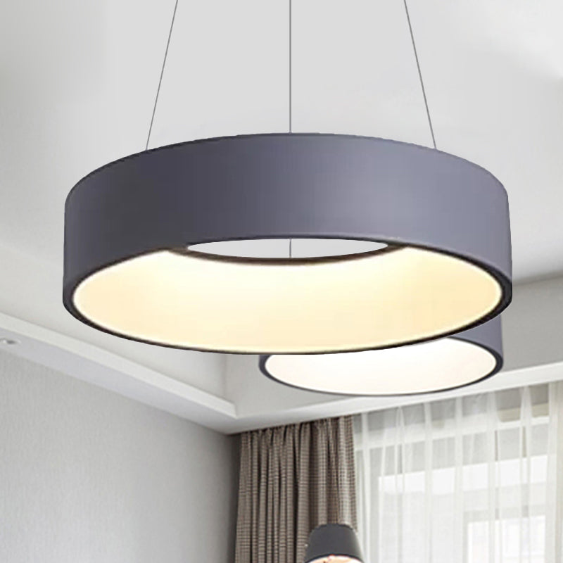 18"/23.5"/31.5" Dia Ring Ceiling Light Minimalist Metal White/Gray/Black Integrated LED Pendant Light Fixture for Dining Room Clearhalo 'Ceiling Lights' 'Modern Pendants' 'Modern' 'Pendant Lights' 'Pendants' Lighting' 237064