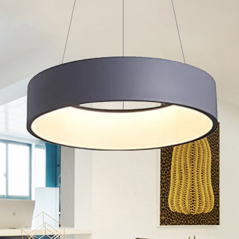 18"/23.5"/31.5" Dia Ring Ceiling Light Minimalist Metal White/Gray/Black Integrated LED Pendant Light Fixture for Dining Room Grey Clearhalo 'Ceiling Lights' 'Modern Pendants' 'Modern' 'Pendant Lights' 'Pendants' Lighting' 237065