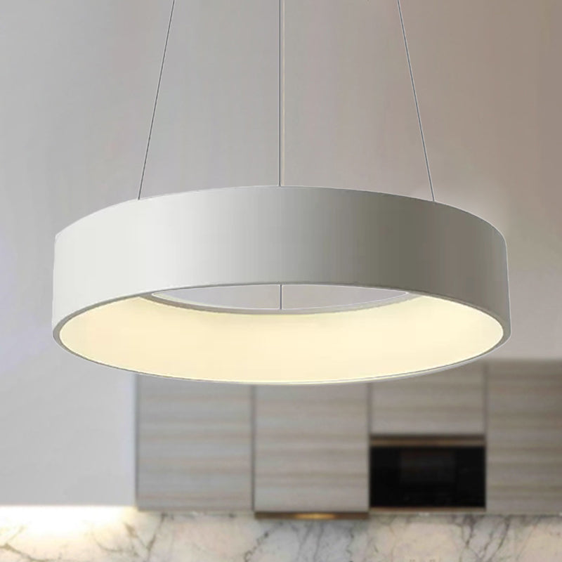 18"/23.5"/31.5" Dia Ring Ceiling Light Minimalist Metal White/Gray/Black Integrated LED Pendant Light Fixture for Dining Room Clearhalo 'Ceiling Lights' 'Modern Pendants' 'Modern' 'Pendant Lights' 'Pendants' Lighting' 237067