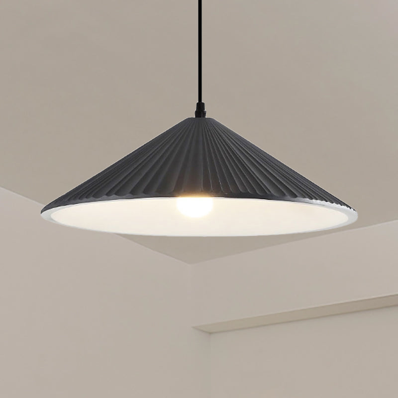 Hat Ceiling Pendant Light Modernism Resin 1 Light 8"/12.5"/16" Dia Grey/White/Black Hanging Lamp Kit Clearhalo 'Ceiling Lights' 'Modern Pendants' 'Modern' 'Pendant Lights' 'Pendants' Lighting' 237085