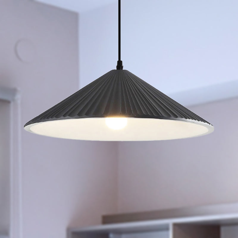 Hat Ceiling Pendant Light Modernism Resin 1 Light 8"/12.5"/16" Dia Grey/White/Black Hanging Lamp Kit Grey Clearhalo 'Ceiling Lights' 'Modern Pendants' 'Modern' 'Pendant Lights' 'Pendants' Lighting' 237086