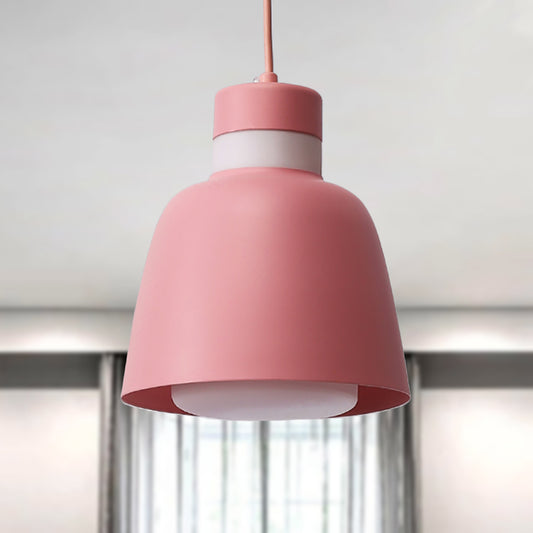 Black/Pink/Yellow Bell Ceiling Pendant Light Modernism 1 Light Metal Hanging Lamp Kit Clearhalo 'Ceiling Lights' 'Modern Pendants' 'Modern' 'Pendant Lights' 'Pendants' Lighting' 237097