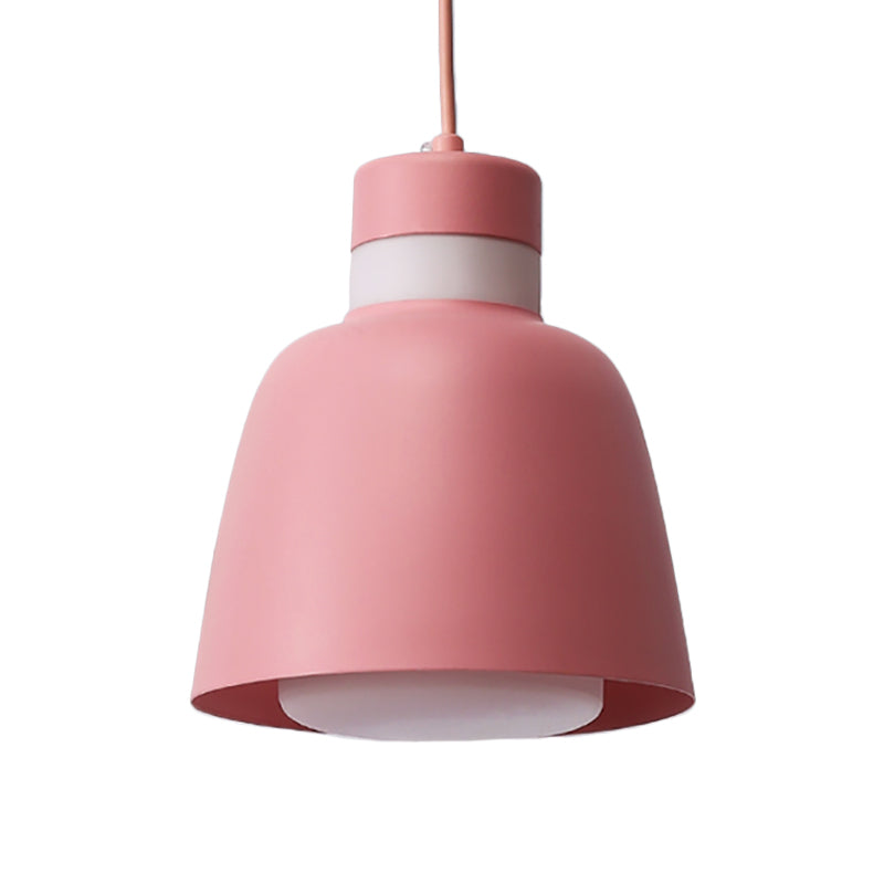 Black/Pink/Yellow Bell Ceiling Pendant Light Modernism 1 Light Metal Hanging Lamp Kit Clearhalo 'Ceiling Lights' 'Modern Pendants' 'Modern' 'Pendant Lights' 'Pendants' Lighting' 237098