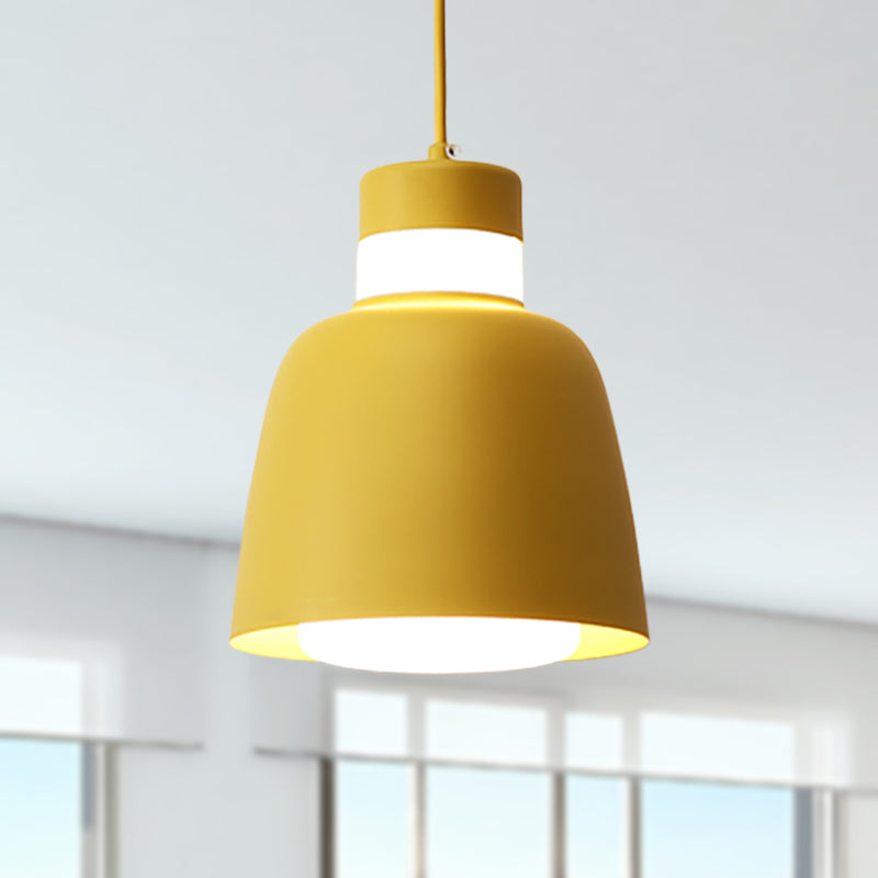 Black/Pink/Yellow Bell Ceiling Pendant Light Modernism 1 Light Metal Hanging Lamp Kit Clearhalo 'Ceiling Lights' 'Modern Pendants' 'Modern' 'Pendant Lights' 'Pendants' Lighting' 237101