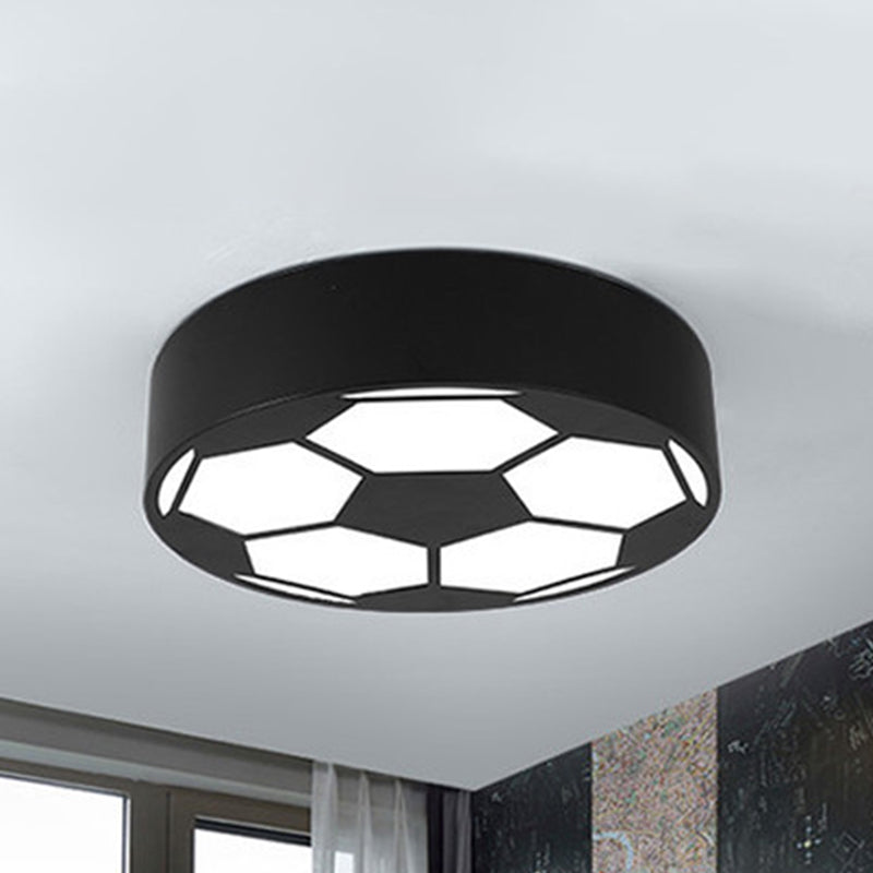 Acrylic Flat Football Ceiling Mount Light Sports Theme Ceiling Lamp for Kid Bedroom Black Clearhalo 'Ceiling Lights' 'Close To Ceiling Lights' 'Close to ceiling' 'Flush mount' Lighting' 237113