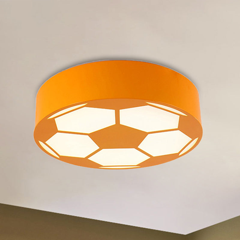 Acrylic Flat Football Ceiling Mount Light Sports Theme Ceiling Lamp for Kid Bedroom Yellow Clearhalo 'Ceiling Lights' 'Close To Ceiling Lights' 'Close to ceiling' 'Flush mount' Lighting' 237115