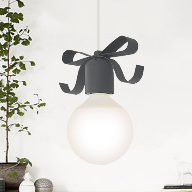 1 Head Open Bulb Pendant Light with Bowl Kids Metal Hanging Light for Kitchen Corridor Clearhalo 'Ceiling Lights' 'Pendant Lights' 'Pendants' Lighting' 237171