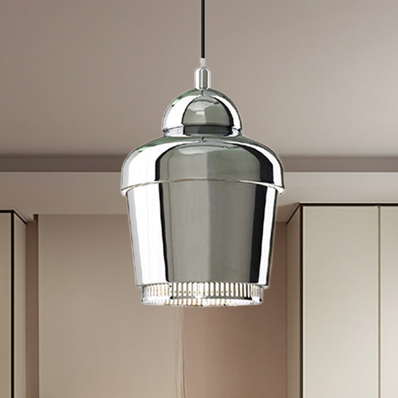 Black/White/Chrome Jar Pendant Ceiling Light Modern 1 Light Iron Hanging Pendant Light Chrome Clearhalo 'Ceiling Lights' 'Modern Pendants' 'Modern' 'Pendant Lights' 'Pendants' Lighting' 237193