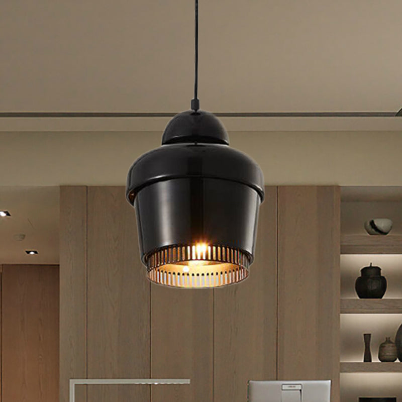 Black/White/Chrome Jar Pendant Ceiling Light Modern 1 Light Iron Hanging Pendant Light Black Clearhalo 'Ceiling Lights' 'Modern Pendants' 'Modern' 'Pendant Lights' 'Pendants' Lighting' 237195