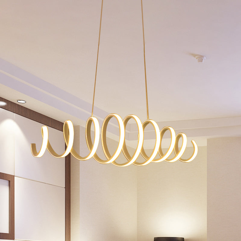 Spring Acrylic Drop Pendant Lighting Modernism 27.5"/39" Wide LED White Hanging Ceiling Light Clearhalo 'Ceiling Lights' 'Modern Pendants' 'Modern' 'Pendant Lights' 'Pendants' Lighting' 237222