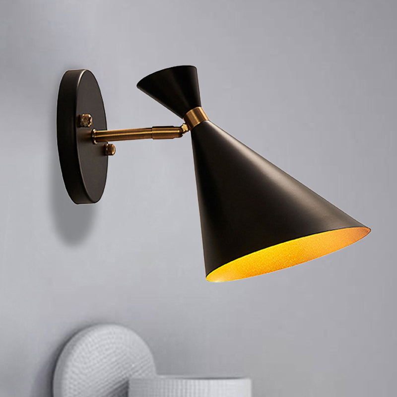 Black/White/Gold Trumpet Wall Sconce Light Contemporary 1/2/3 Light Metal Wall Light with Adjustable Arm Clearhalo 'Cast Iron' 'Glass' 'Industrial' 'Modern wall lights' 'Modern' 'Tiffany' 'Traditional wall lights' 'Wall Lamps & Sconces' 'Wall Lights' Lighting' 237236