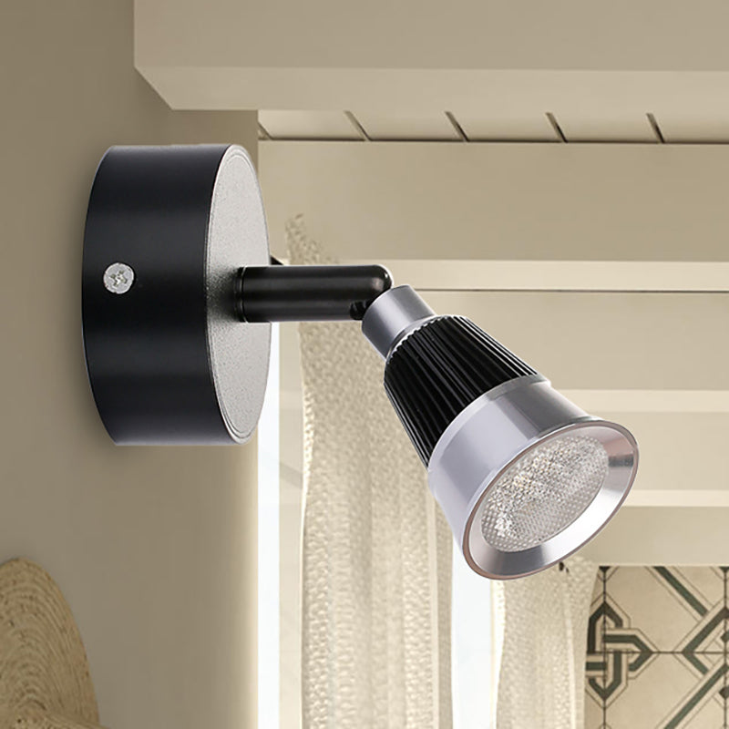 Modernist Bell Wall Light Fixture with/without Switch Metal LED Indoor Rotatable Sconce Lamp in Black/Chrome Clearhalo 'Cast Iron' 'Glass' 'Industrial' 'Modern wall lights' 'Modern' 'Tiffany' 'Traditional wall lights' 'Wall Lamps & Sconces' 'Wall Lights' Lighting' 237322