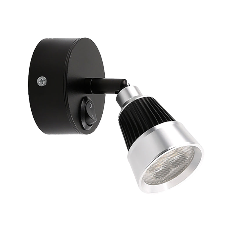 Modernist Bell Wall Light Fixture with/without Switch Metal LED Indoor Rotatable Sconce Lamp in Black/Chrome Clearhalo 'Cast Iron' 'Glass' 'Industrial' 'Modern wall lights' 'Modern' 'Tiffany' 'Traditional wall lights' 'Wall Lamps & Sconces' 'Wall Lights' Lighting' 237324