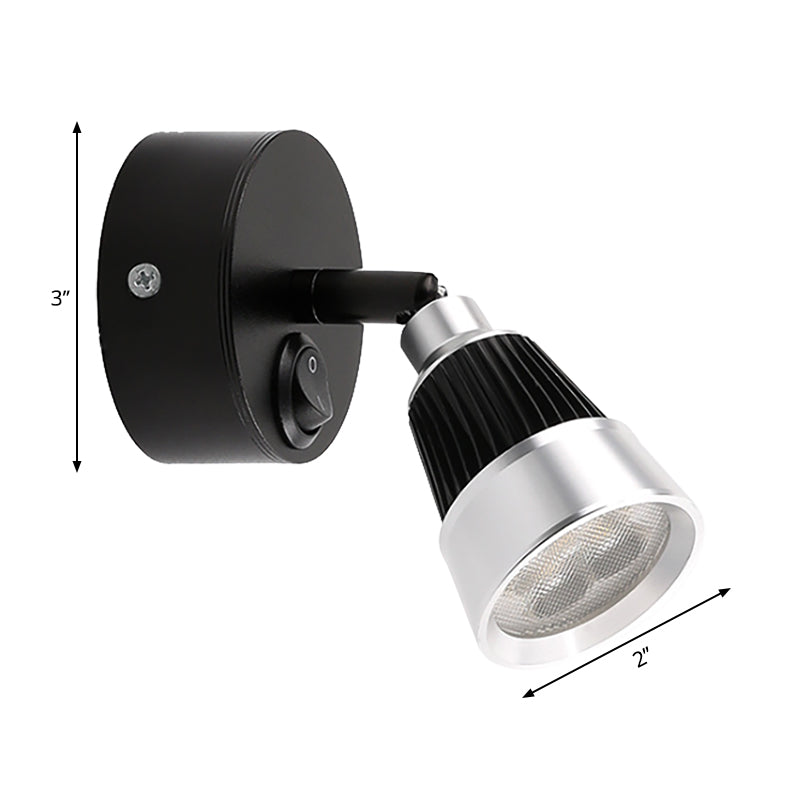 Modernist Bell Wall Light Fixture with/without Switch Metal LED Indoor Rotatable Sconce Lamp in Black/Chrome Clearhalo 'Cast Iron' 'Glass' 'Industrial' 'Modern wall lights' 'Modern' 'Tiffany' 'Traditional wall lights' 'Wall Lamps & Sconces' 'Wall Lights' Lighting' 237325