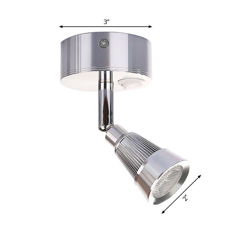 Modernist Bell Wall Light Fixture with/without Switch Metal LED Indoor Rotatable Sconce Lamp in Black/Chrome Clearhalo 'Cast Iron' 'Glass' 'Industrial' 'Modern wall lights' 'Modern' 'Tiffany' 'Traditional wall lights' 'Wall Lamps & Sconces' 'Wall Lights' Lighting' 237327
