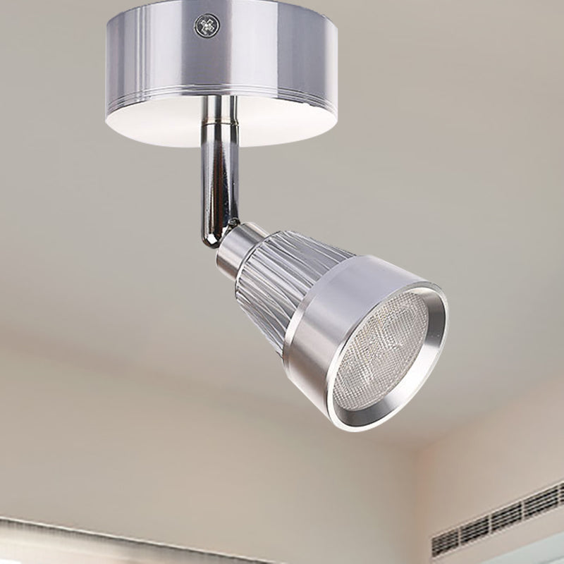 Modernist Bell Wall Light Fixture with/without Switch Metal LED Indoor Rotatable Sconce Lamp in Black/Chrome Chrome No Switch Clearhalo 'Cast Iron' 'Glass' 'Industrial' 'Modern wall lights' 'Modern' 'Tiffany' 'Traditional wall lights' 'Wall Lamps & Sconces' 'Wall Lights' Lighting' 237328