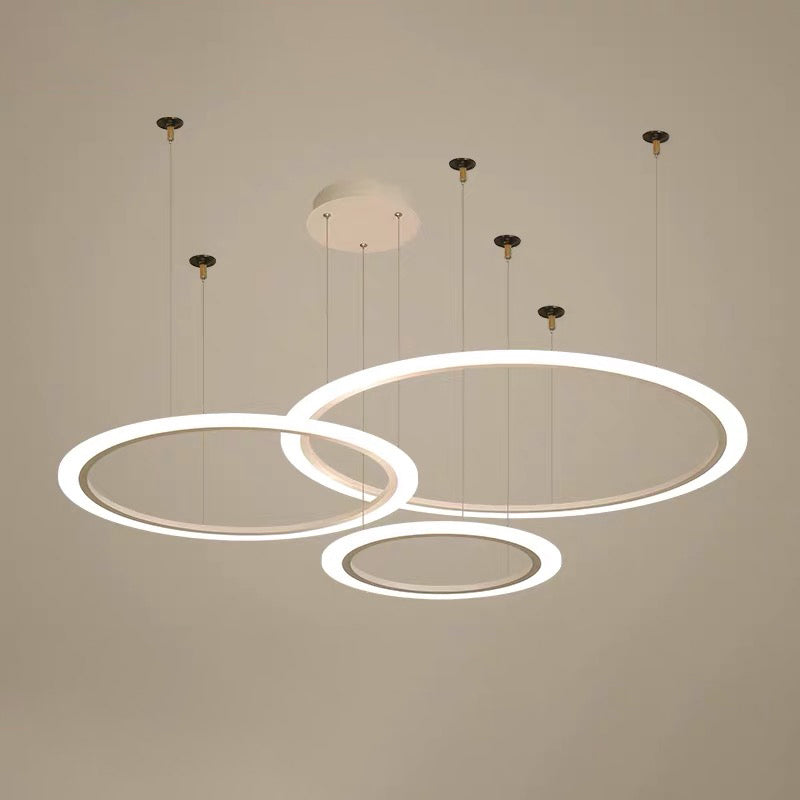Multi-Circle Living Room Chandelier Lighting Acrylic Simple Style LED Ceiling Suspension Lamp White 3 Tiers Clearhalo 'Ceiling Lights' 'Chandeliers' 'Modern Chandeliers' 'Modern' Lighting' 2373337