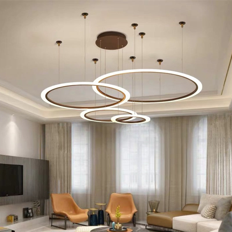 Multi-Circle Living Room Chandelier Lighting Acrylic Simple Style LED Ceiling Suspension Lamp Clearhalo 'Ceiling Lights' 'Chandeliers' 'Modern Chandeliers' 'Modern' Lighting' 2373338