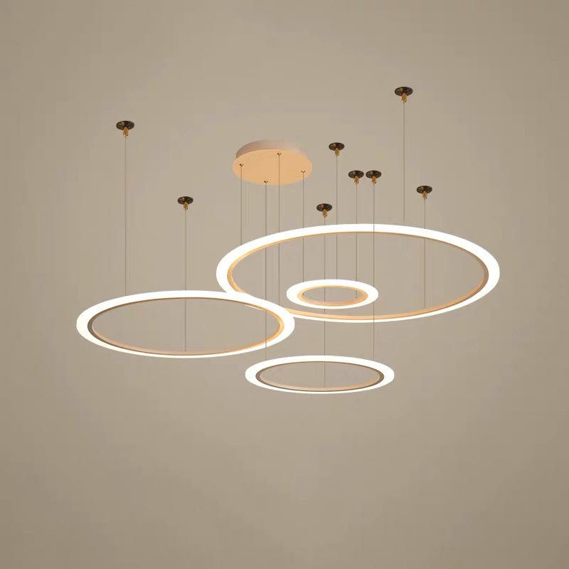 Multi-Circle Living Room Chandelier Lighting Acrylic Simple Style LED Ceiling Suspension Lamp White 4 Tiers Clearhalo 'Ceiling Lights' 'Chandeliers' 'Modern Chandeliers' 'Modern' Lighting' 2373339