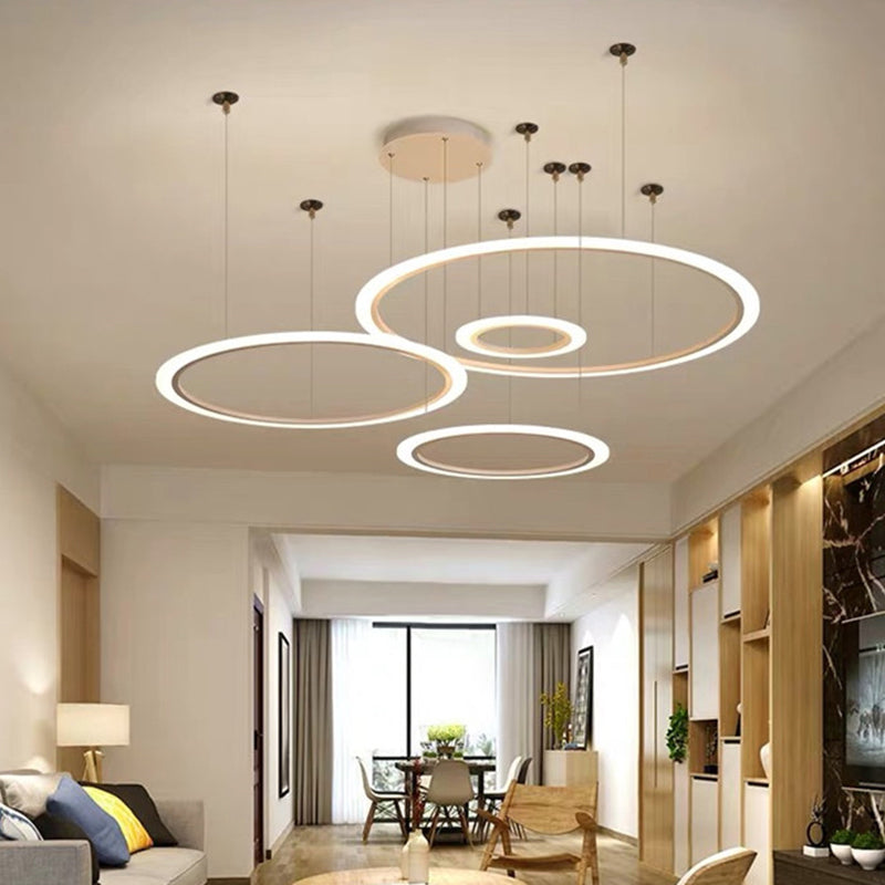 Multi-Circle Living Room Chandelier Lighting Acrylic Simple Style LED Ceiling Suspension Lamp Clearhalo 'Ceiling Lights' 'Chandeliers' 'Modern Chandeliers' 'Modern' Lighting' 2373340