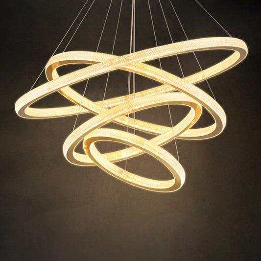 Brushed Gold Circular Ceiling Pendant Postmodern Acrylic LED Chandelier Light for Living Room Clearhalo 'Ceiling Lights' 'Chandeliers' 'Modern Chandeliers' 'Modern' Lighting' 2373353