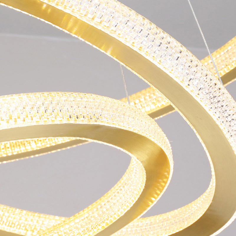 Brushed Gold Circular Ceiling Pendant Postmodern Acrylic LED Chandelier Light for Living Room Clearhalo 'Ceiling Lights' 'Chandeliers' 'Modern Chandeliers' 'Modern' Lighting' 2373354
