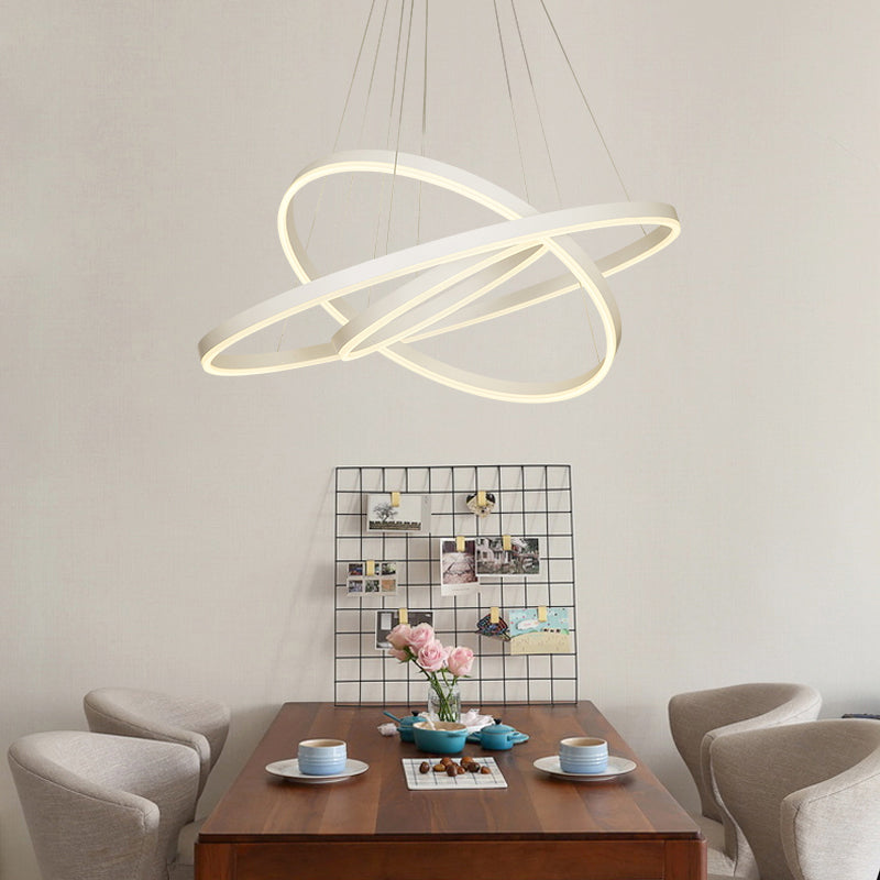 Circling Dining Room Suspension Lamp Acrylic Modern LED Chandelier Lighting Fixture Clearhalo 'Ceiling Lights' 'Chandeliers' 'Modern Chandeliers' 'Modern' Lighting' 2373355