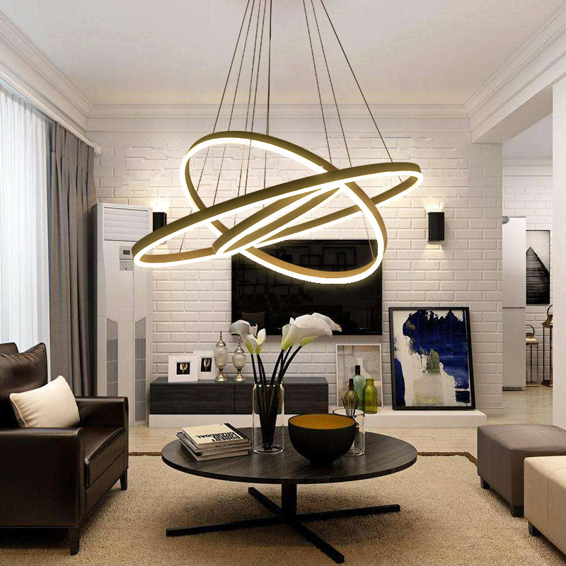 Circling Dining Room Suspension Lamp Acrylic Modern LED Chandelier Lighting Fixture Clearhalo 'Ceiling Lights' 'Chandeliers' 'Modern Chandeliers' 'Modern' Lighting' 2373358