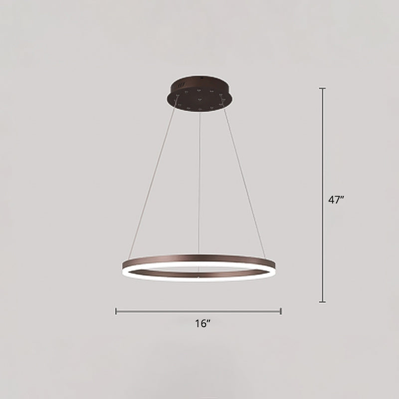 Acrylic Loop Shaped Chandelier Minimalist Elegant Coffee LED Suspension Light Fixture Coffee 1 Tier 16" Clearhalo 'Ceiling Lights' 'Chandeliers' 'Modern Chandeliers' 'Modern' Lighting' 2373392