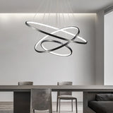Height Adjustable Ring LED Pendant Lighting Simplicity Metal Black Chandelier for Dining Room Clearhalo 'Ceiling Lights' 'Chandeliers' 'Modern Chandeliers' 'Modern' Lighting' 2373397