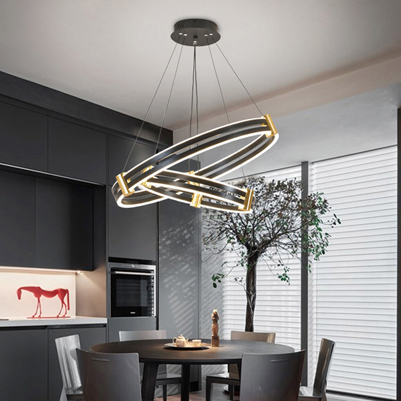 Gold and Black Circle Pendant Light Postmodern LED Acrylic Chandelier for Dining Room Clearhalo 'Ceiling Lights' 'Chandeliers' 'Modern Chandeliers' 'Modern' Lighting' 2373404