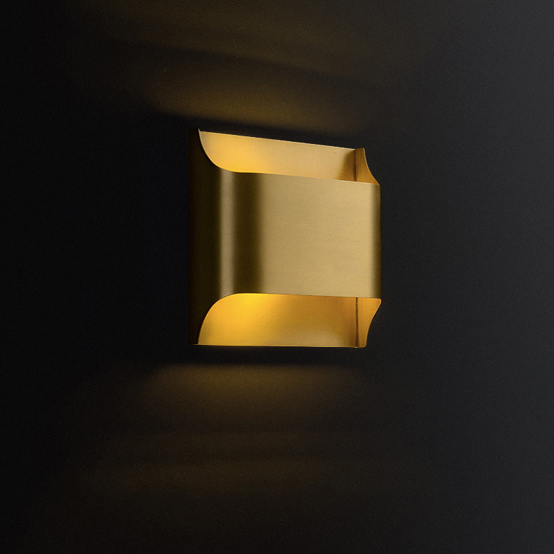 Golden Box Flush Wall Sconce Post-Modern Single Metal Wall Light Fixture for Stairs Clearhalo 'Cast Iron' 'Glass' 'Industrial' 'Modern wall lights' 'Modern' 'Tiffany' 'Traditional wall lights' 'Wall Lamps & Sconces' 'Wall Lights' Lighting' 2373442