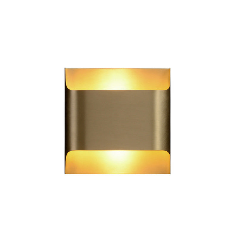 Golden Box Flush Wall Sconce Post-Modern Single Metal Wall Light Fixture for Stairs Clearhalo 'Cast Iron' 'Glass' 'Industrial' 'Modern wall lights' 'Modern' 'Tiffany' 'Traditional wall lights' 'Wall Lamps & Sconces' 'Wall Lights' Lighting' 2373445