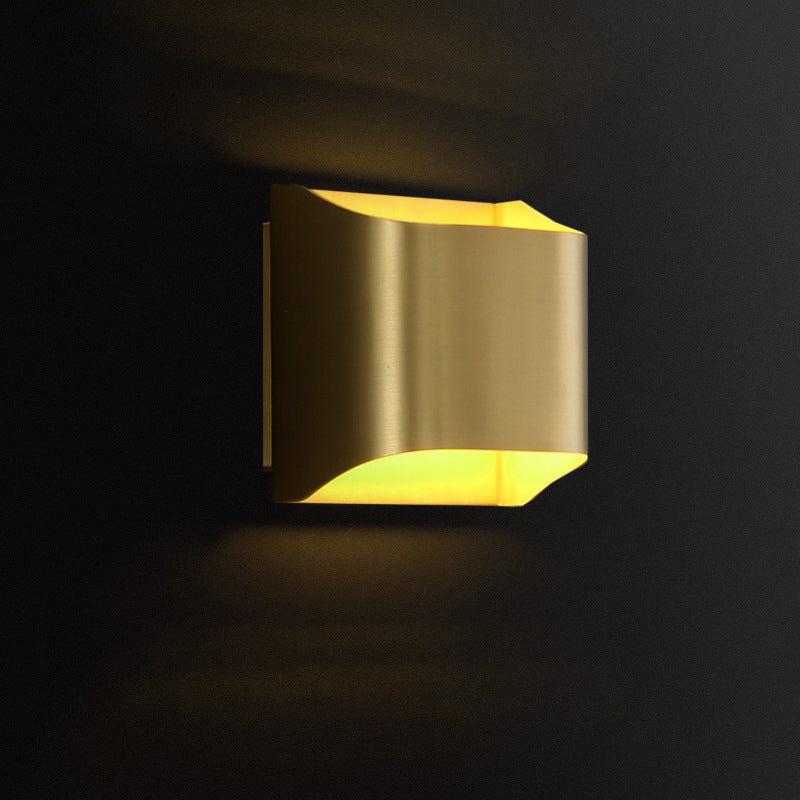 Golden Box Flush Wall Sconce Post-Modern Single Metal Wall Light Fixture for Stairs Gold 4" Clearhalo 'Cast Iron' 'Glass' 'Industrial' 'Modern wall lights' 'Modern' 'Tiffany' 'Traditional wall lights' 'Wall Lamps & Sconces' 'Wall Lights' Lighting' 2373450