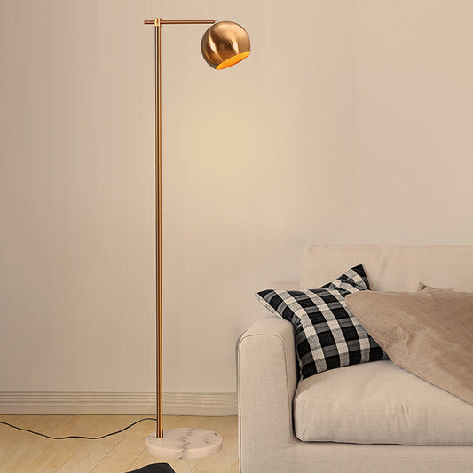 Adjustable Dome Shade Floor Lamp Postmodern Metal 1 Head Living Room Standing Light Brass Clearhalo 'Floor Lamps' 'Lamps' Lighting' 2373471