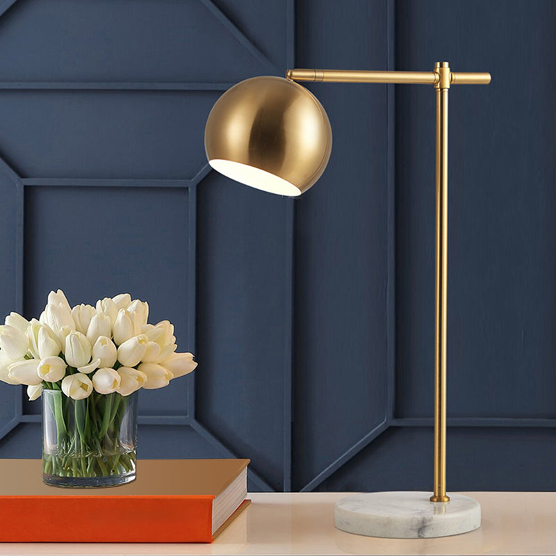 Postmodernist Dome Table Lamp Metal 1 Head Living Room Night Light in Brass with Marble Base Clearhalo 'Lamps' 'Table Lamps' Lighting' 2373483